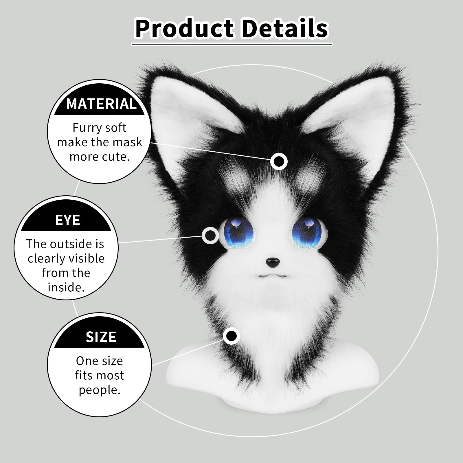 Cute Orange Furry Animal Head Keychain with Blue Eyes - Image 3