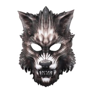 Realistic Gray Fabric Werewolf Full Face Mask