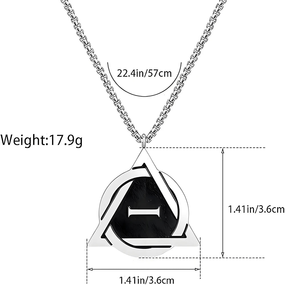 Geometric Silver-Tone Interwoven I Pendant - Image 4