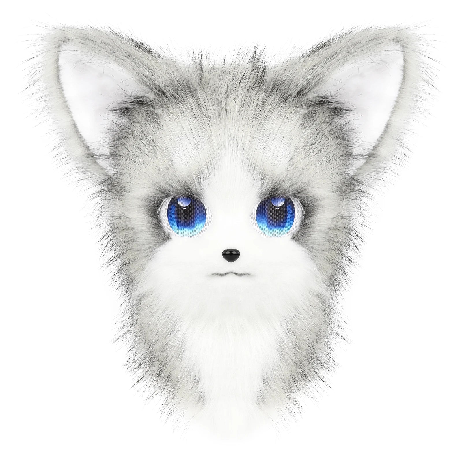 Cute Orange Furry Animal Head Keychain with Blue Eyes - Image 11