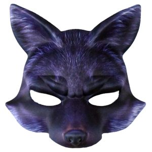 Dark Purple Growling Wolf Half Face Mask