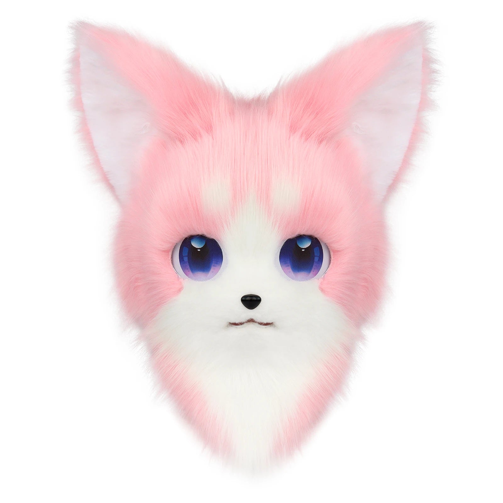 Cute Orange Furry Animal Head Keychain with Blue Eyes - Image 7