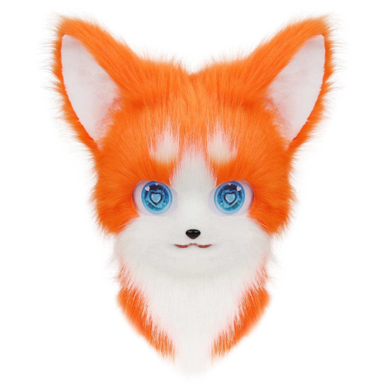 Cute Orange Furry Animal Head Keychain with Blue Eyes - Image 8