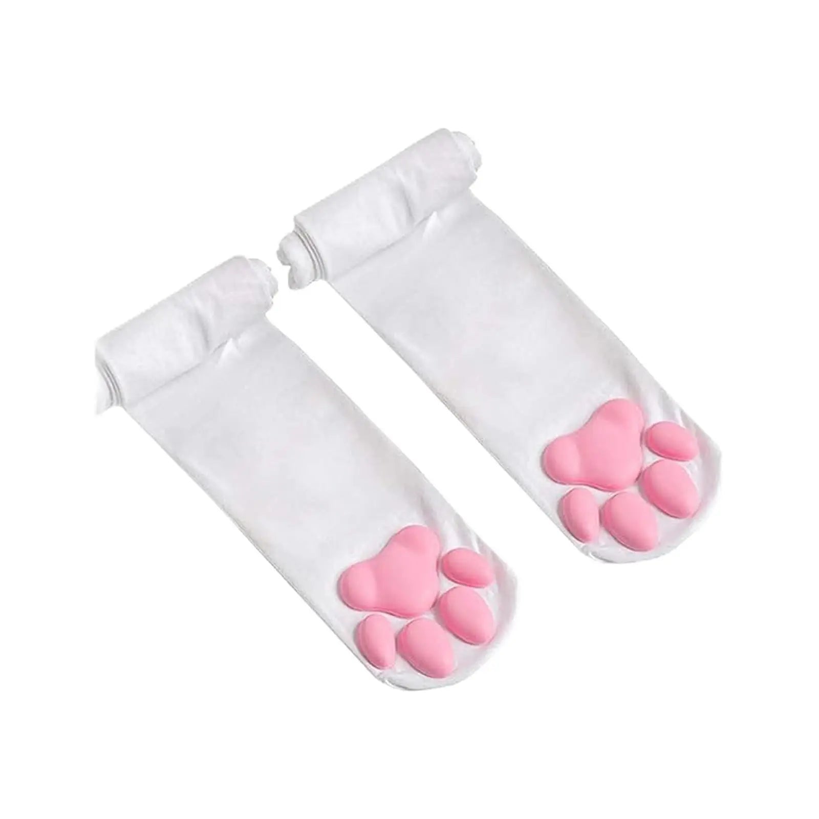 Kawaii Black Cat Paw Thigh-High Socks - Image 8