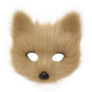 Tan Faux Fur Fox Face Mask