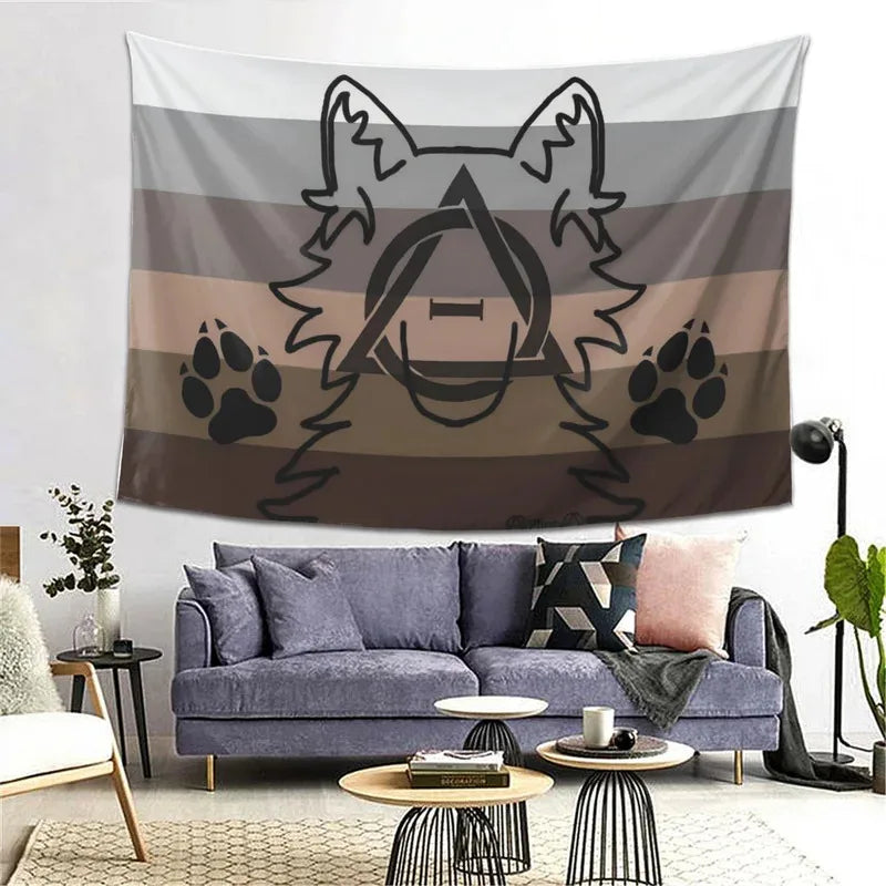 Furry Alpha Canine Bear Pride Striped Tapestry - Image 4
