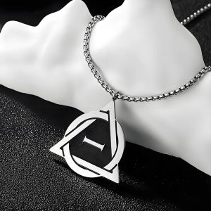 Unisex Stainless Steel Geometric 'I' Pendant Necklace