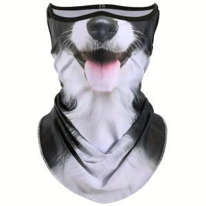 Happy Dog Face Black and White Neck Gaiter