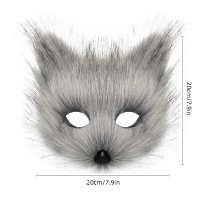 Grey Faux Fur Wolf Costume Mask