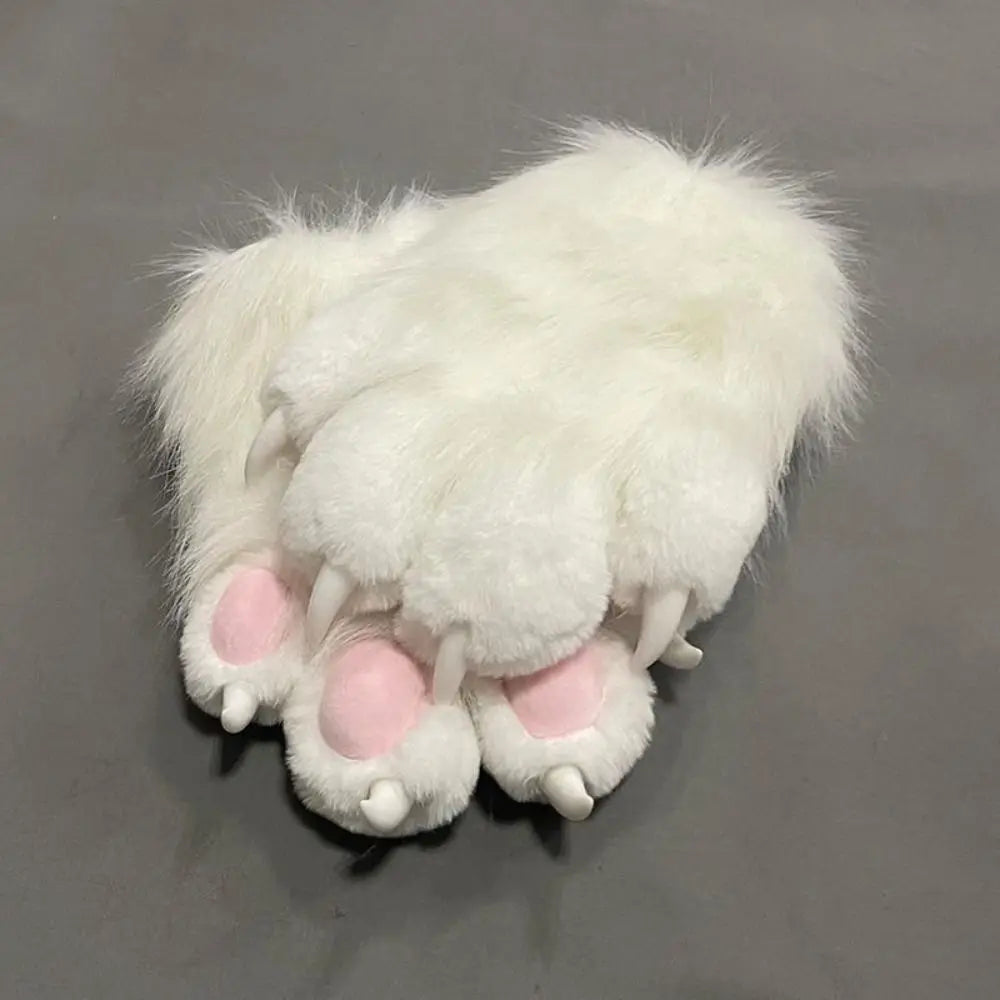 Cute Black & White Faux Fur Paw Hair Claw Clip - Image 2