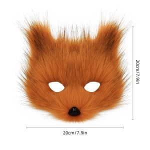 Furry Auburn Fox Costume Mask