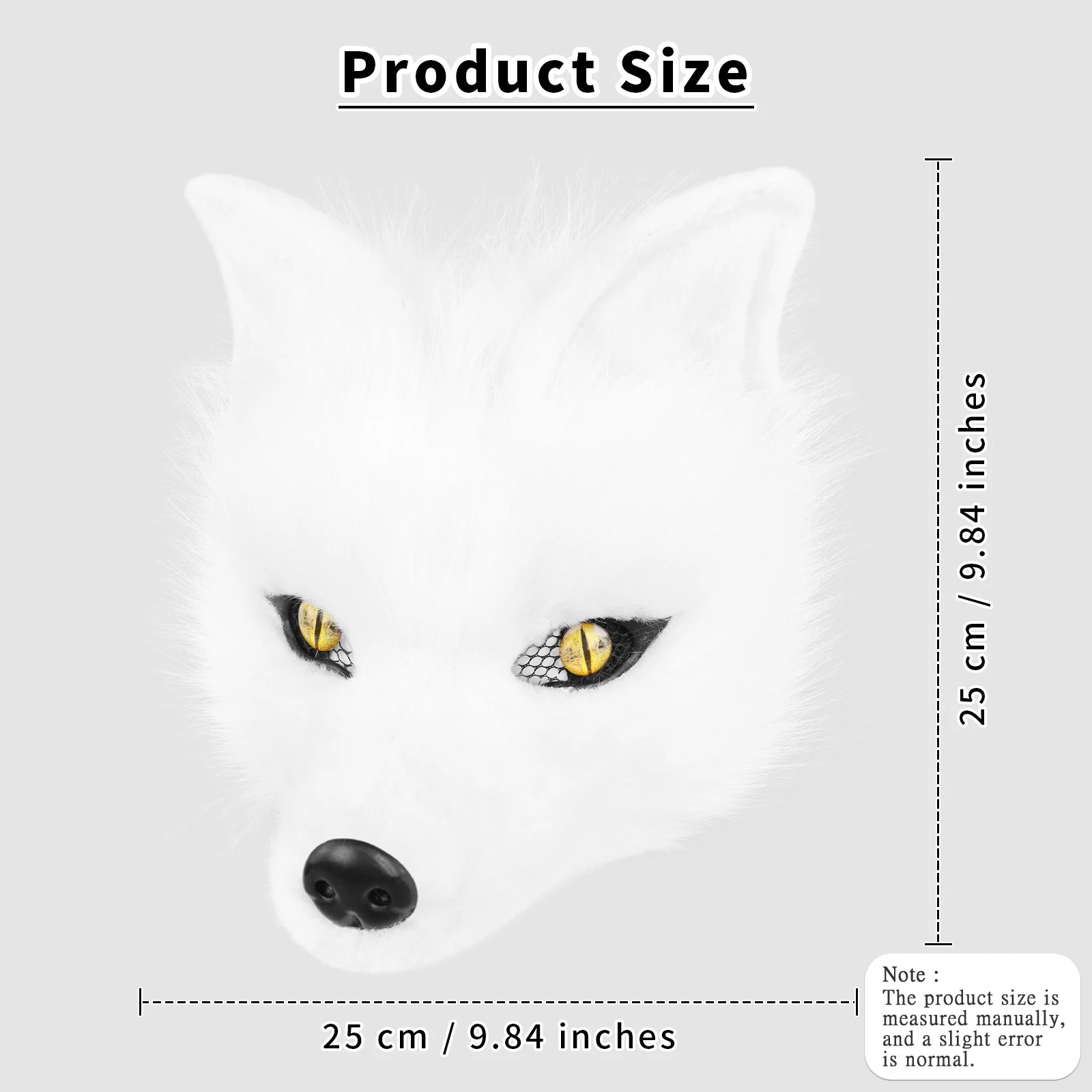 Realistic Black and White Fox Mask with Yellow Eyes - Therian Gear