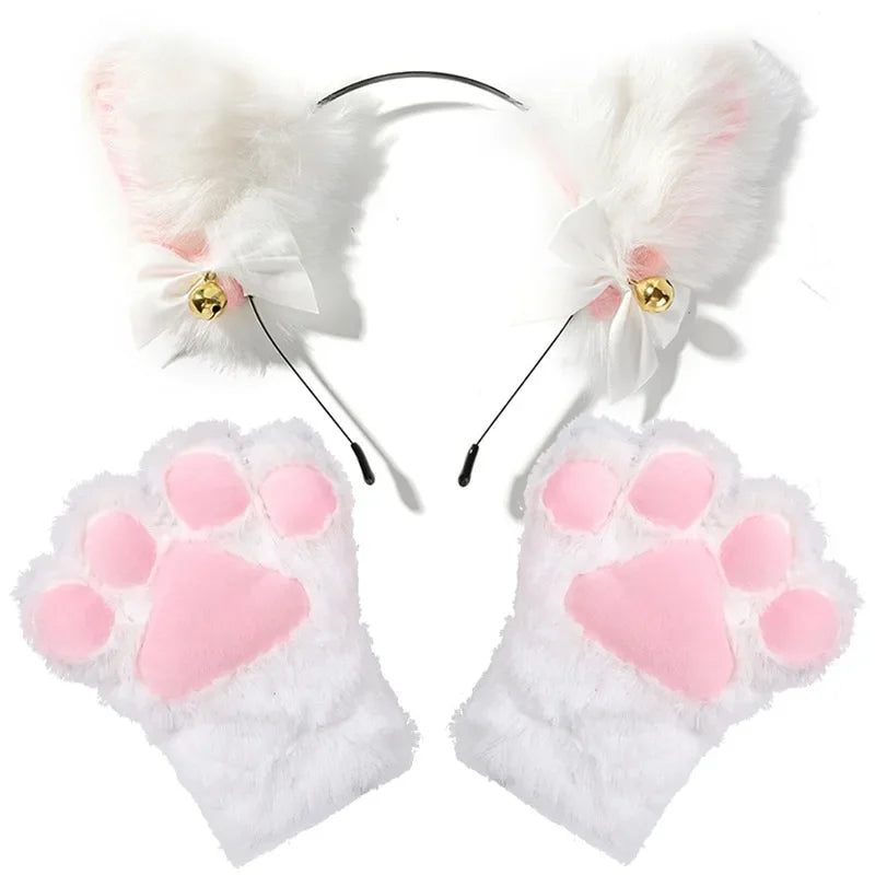 Brown Faux Fur Animal Cosplay Ears & Paws Set - Image 3