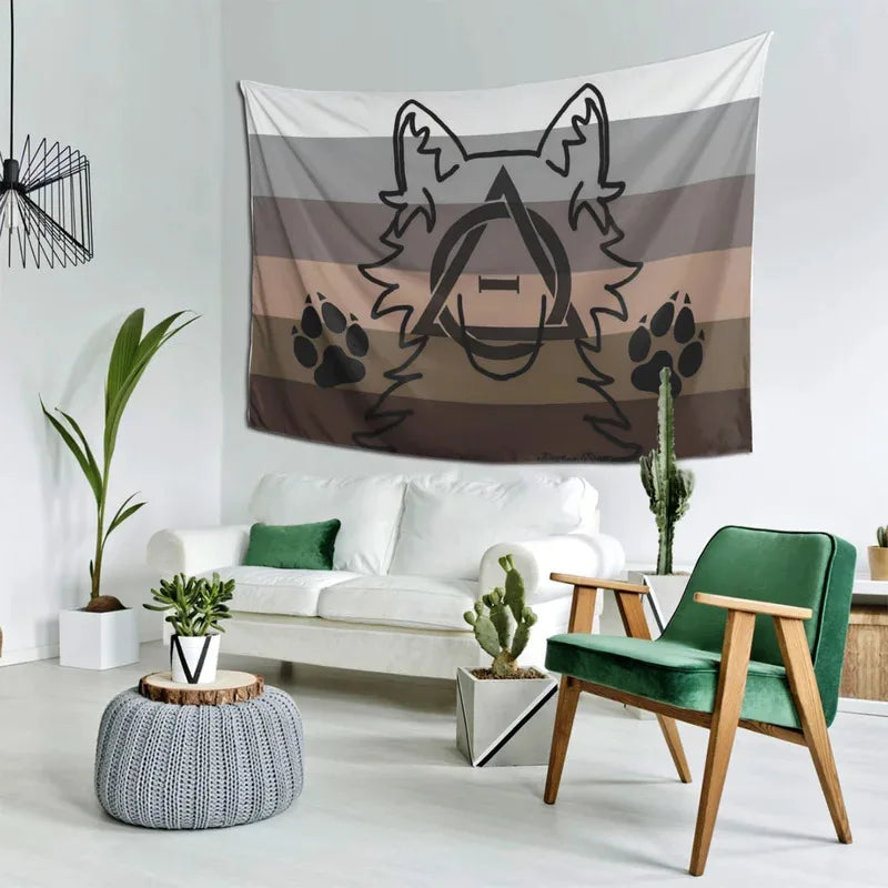 Furry Alpha Canine Bear Pride Striped Tapestry - Image 3