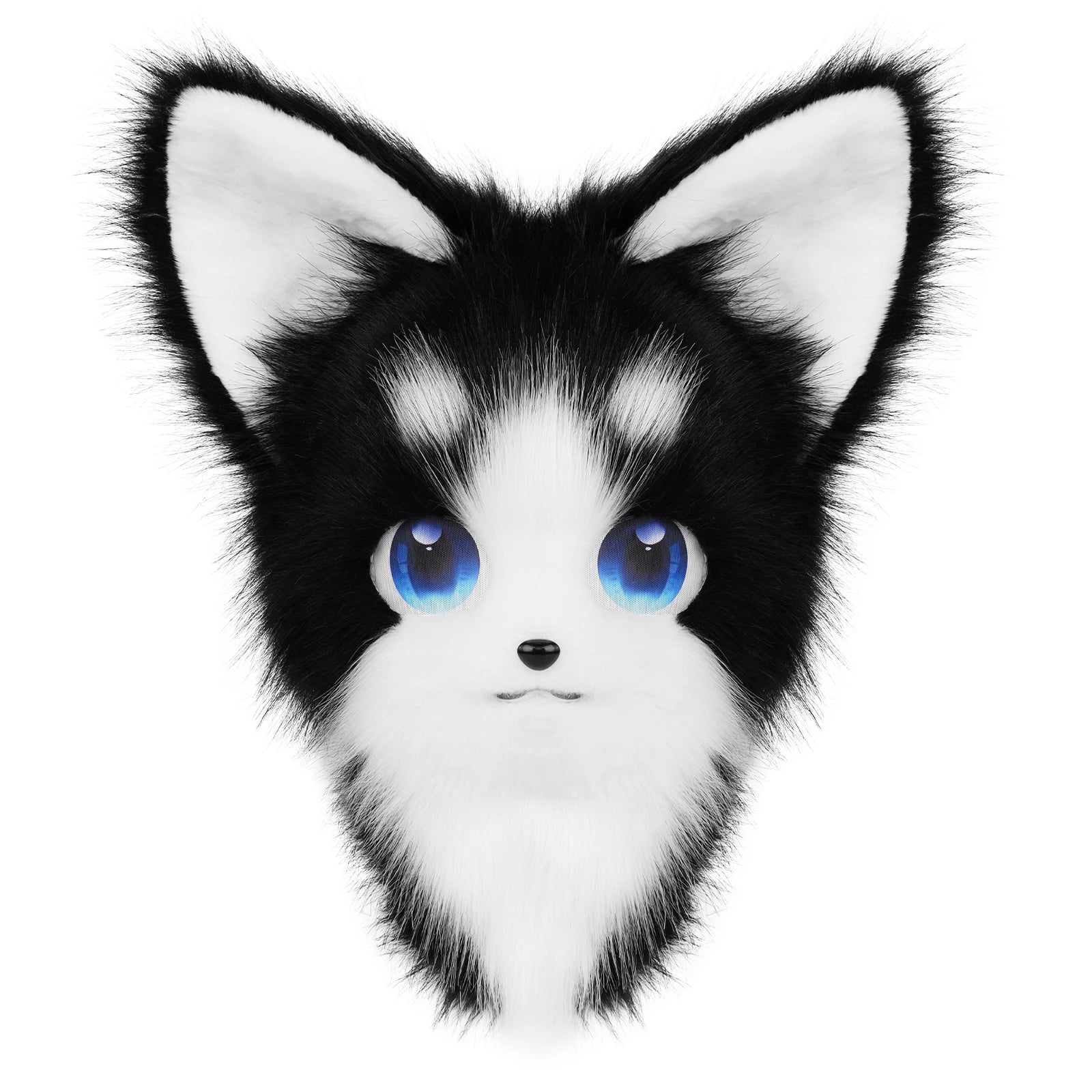 Cute Orange Furry Animal Head Keychain with Blue Eyes - Image 9