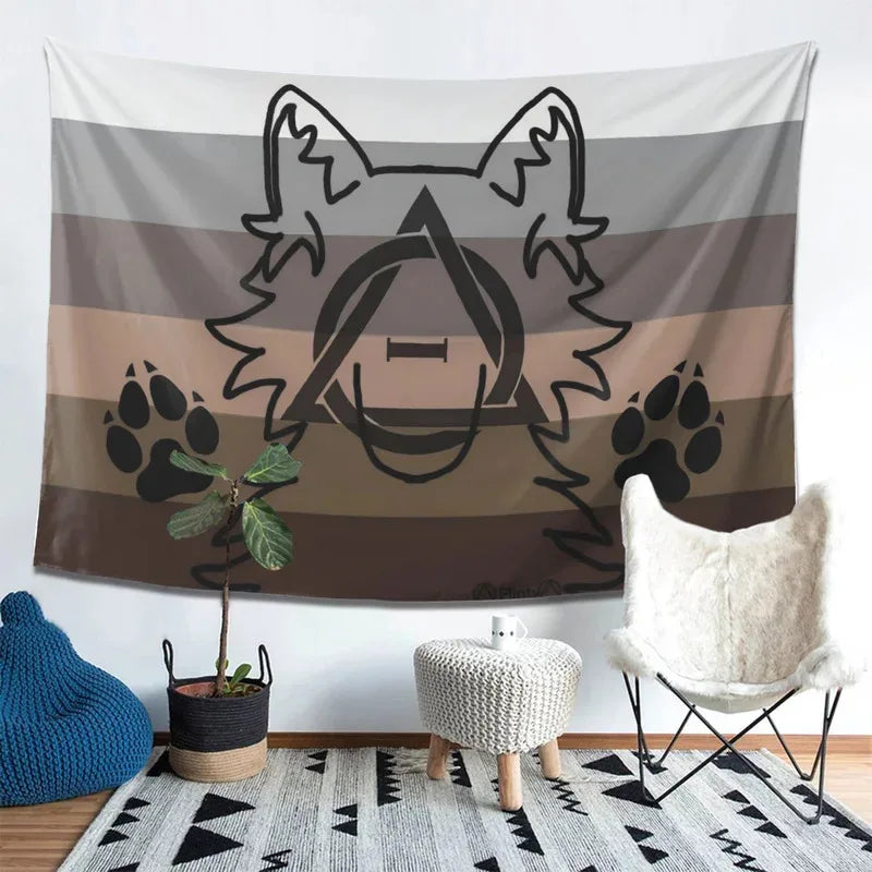 Furry Alpha Canine Bear Pride Striped Tapestry - Image 2