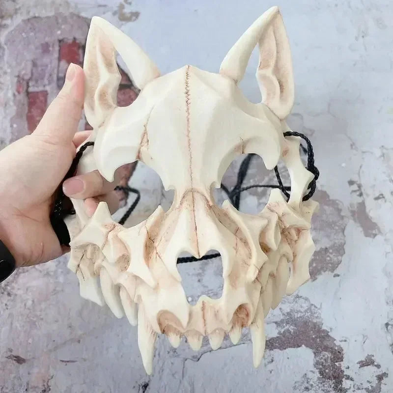 Matte Black Horned Dragon Half-Face Mask - Image 4