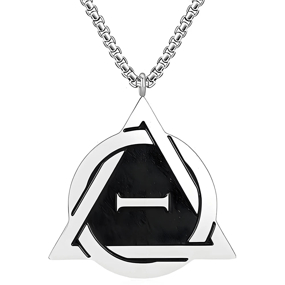 Geometric Silver-Tone Interwoven I Pendant - Image 3
