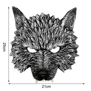 Realistic Textured Silver Wolf Mask