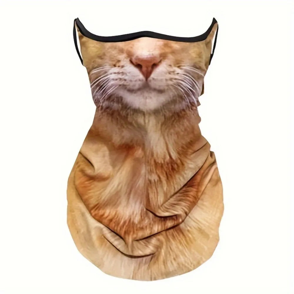 Realistic Orange Tabby Cat Face Neck Gaiter - Image 7