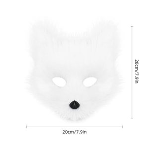 White Fluffy Fox Face Mask